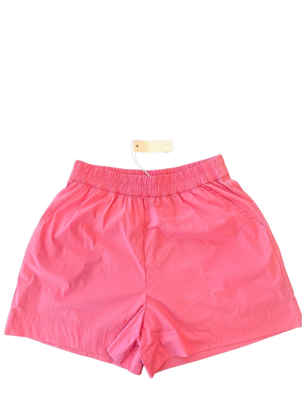 Olivaceous Bright Pink Shorts with Elastic Waist